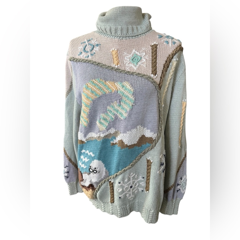 J Two New York collectibles by Terri Vintage Arctic Animal Scenic Turtleneck